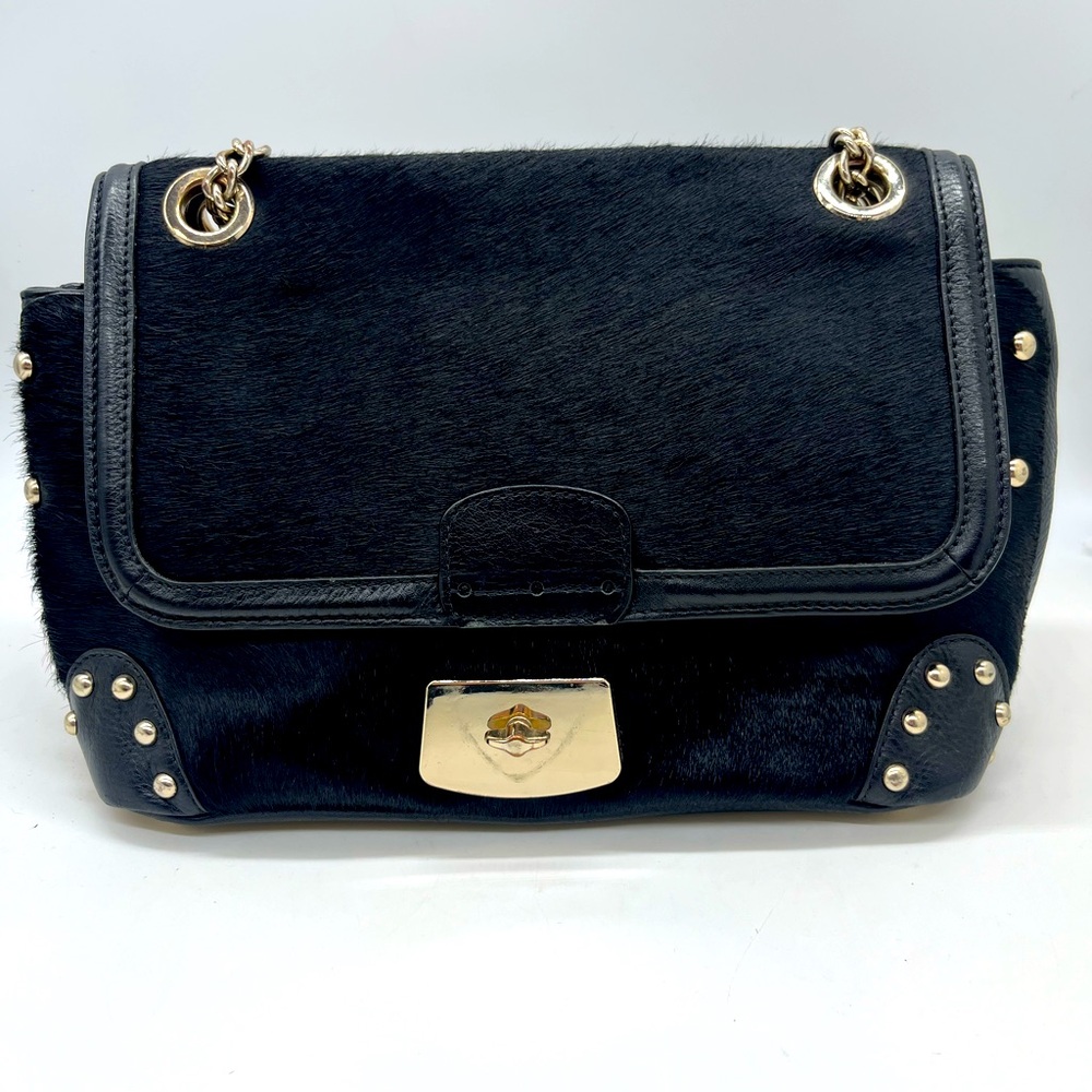 REISS Chain Strap Shoulder Bag Black Studded Handbag - Missing 1/2 front Closure